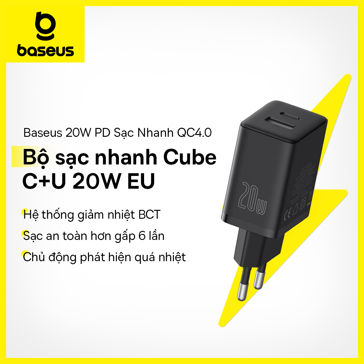 Baseus 20W PD Sạc Nhanh QC4.0 QC3.0 USB Type C Củ Sạc Cho iP 15 14 13 12 11 Sạc Điện Thoại Xiaomi