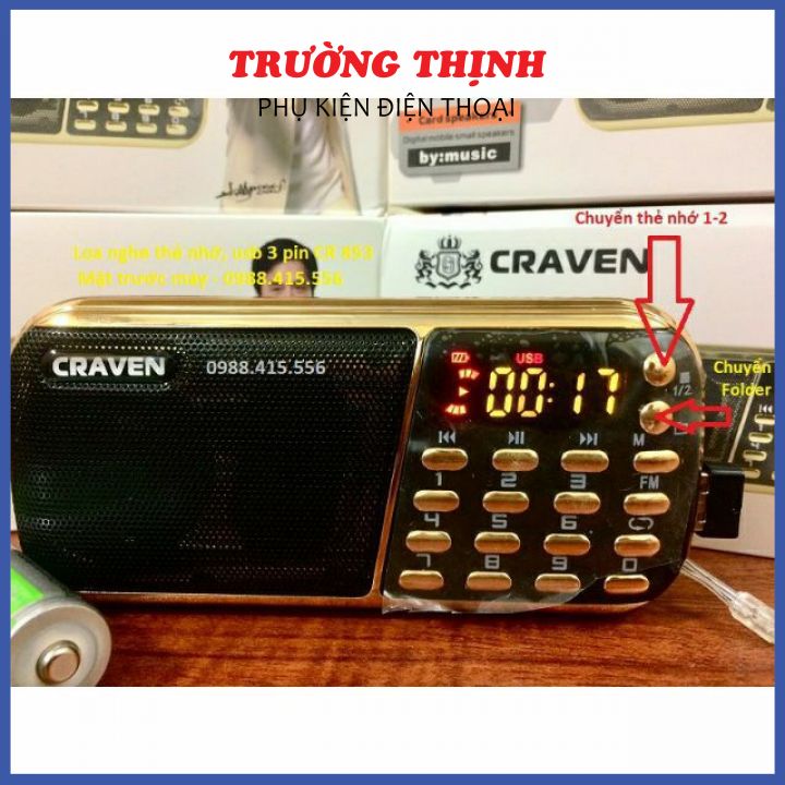 Loa nghe nhạc caraven 3 pin cr853