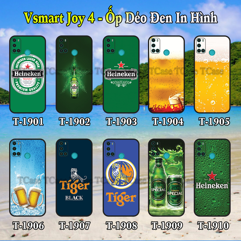 Ốp Lưng Vsmart Joy 4 dẻo đen in hình Bia (Beer)