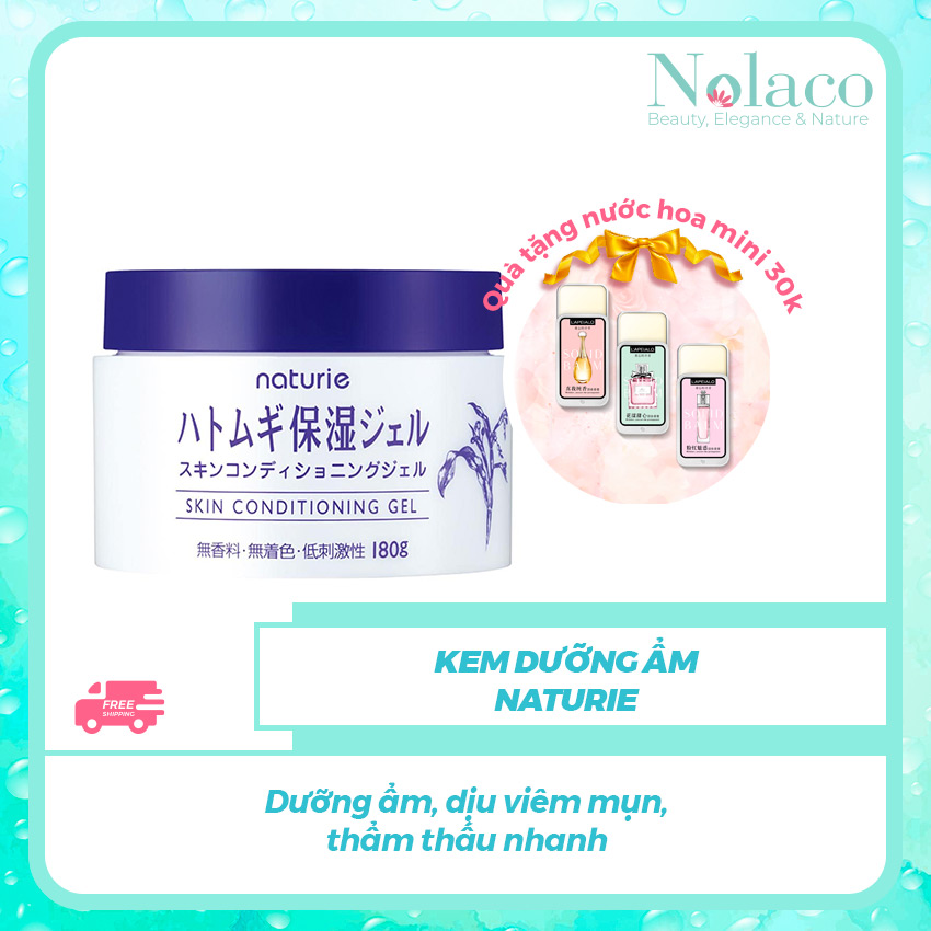Kem dưỡng ẩm hạt ý dĩ Naturie + Tặng kèm nước hoa khô mini 30k + Dưỡng ẩm, dịu viêm mụn, thẩm thấu nhanh + NOLACO