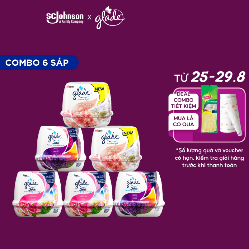 2 sáp glade hương lài & 2 sáp glade lavender & 2 sáp glade anh đào lily