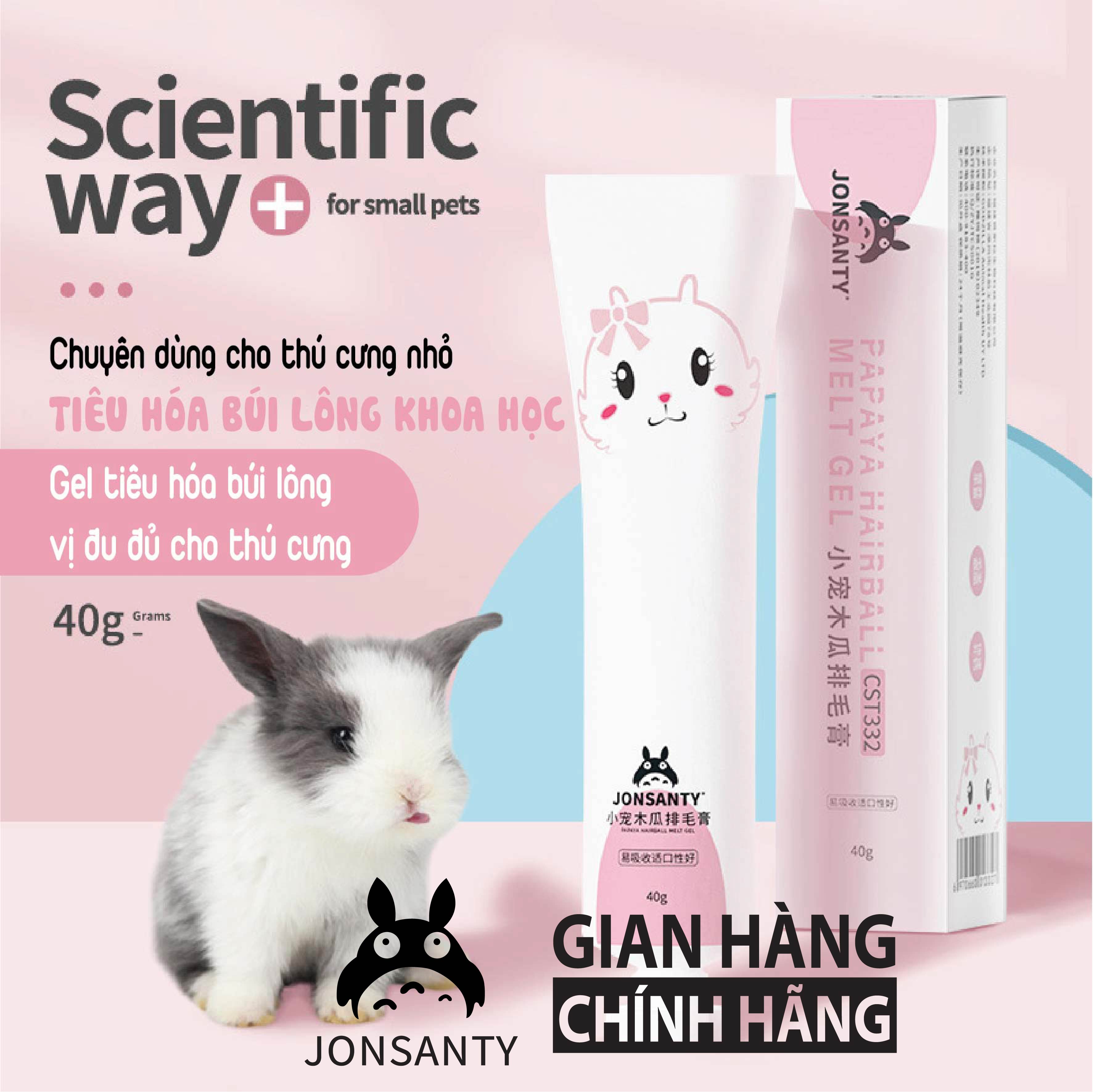 Gell dinh dưỡng cho thỏ bổ sung vitamin khoáng chất thương hiệu JONSANTY giải quyết vấn đề búi lông