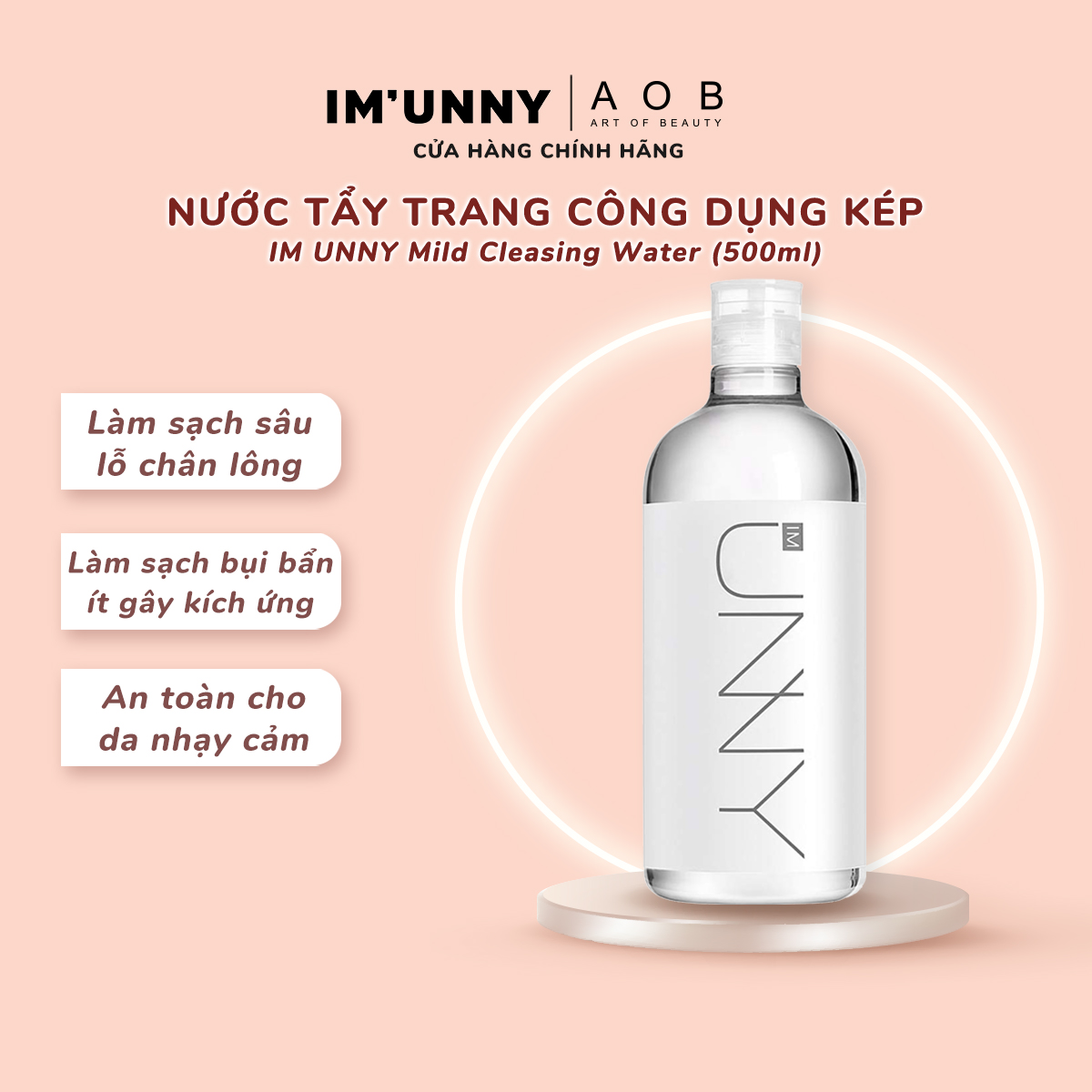 [Xả Hàng] Nước Tẩy Trang Công Dụng Kép IM UNNY Mild Cleasing Water (500ml)