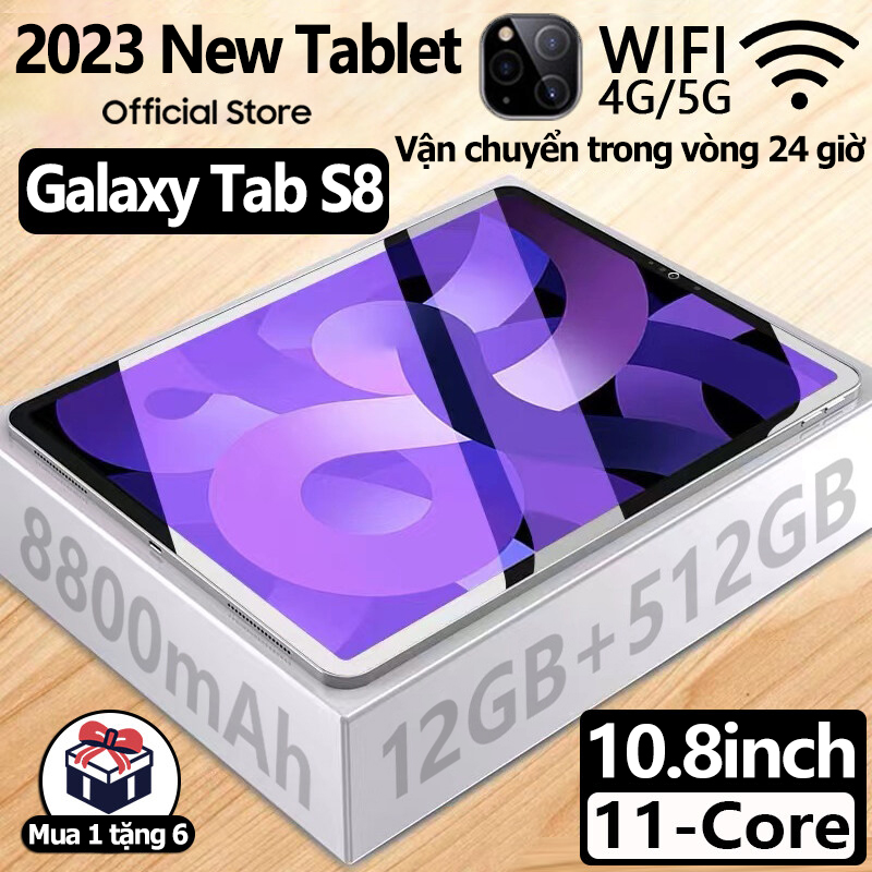 2023 mới Galaxy Tab S8 Máy tính bảng 10.8 inch nghe gọi Full HD 4G/5G máy tính bảng chính hãng Andorid 12.0 Tablet RAM16G ROM512G miễn phí vận chuyển hỗ trợ tiếng việt 11-Core bộ vi xử lý chơi game may tinh bang giá rẻ máy tính bảng học sinh