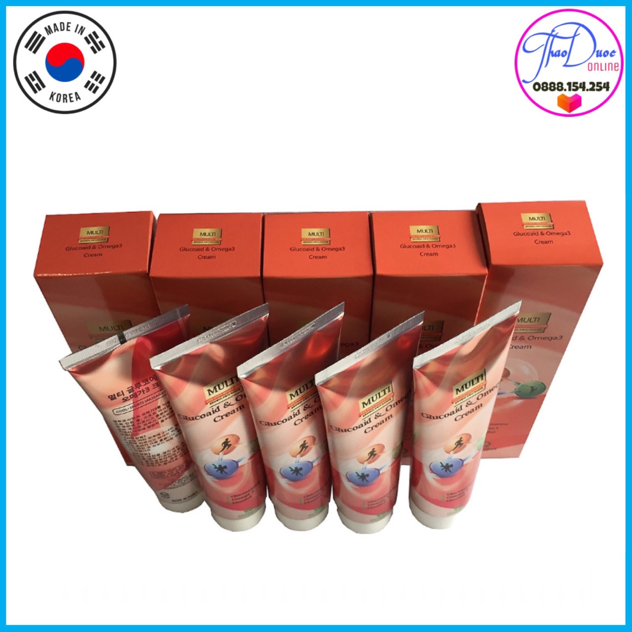 Bộ 05 hộp dầu xoa bóp khớp glucoaid & omega3 cream 165ml