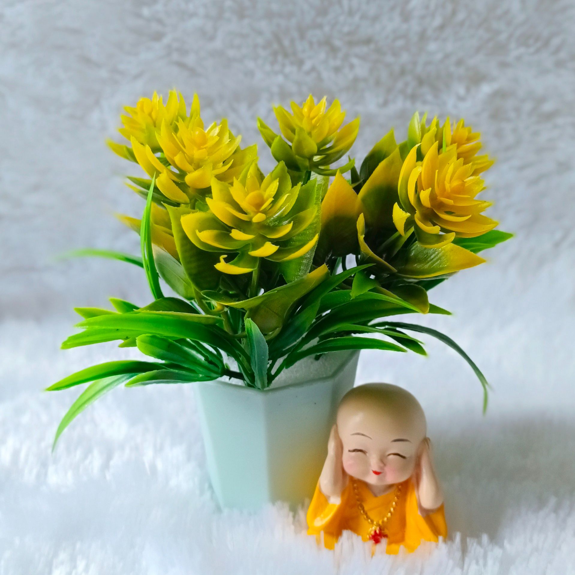 Chậu hoa giả mini để bàn VI140 , hoa giả trang trí