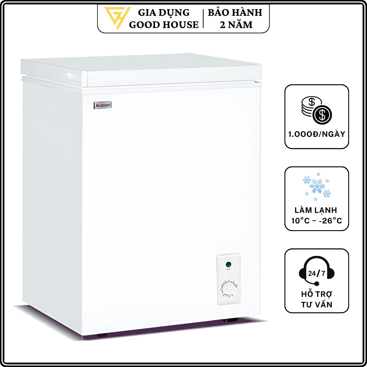 Tủ đông mini Chigo TSmart bảo quản thực phẩm trữ sữa cho bé 220V 0.33kW/24H chính hãng