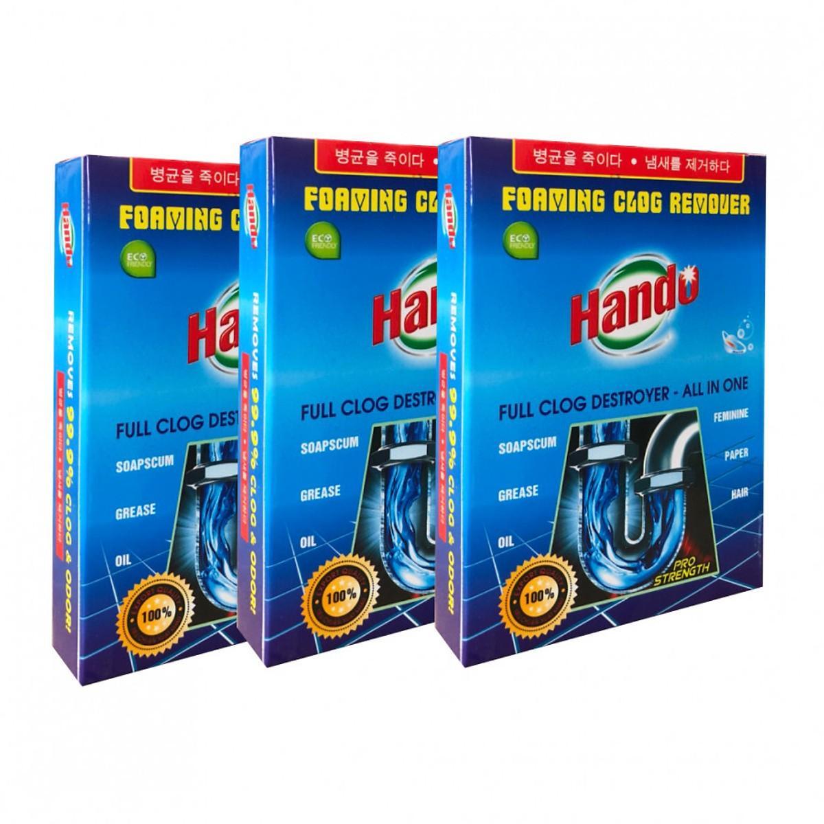 Bộ 3 hộp bột thông cống xuất khẩu hando 100g - mss09