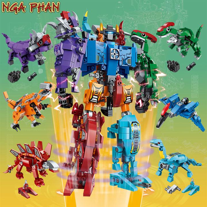 Siêu Robot Chiến Binh Khủng Long 553 Chi Tiết 6 trong 1 Enlighten Qman Đồ Chơi Xếp Hình Lắp Ráp MOC DIY