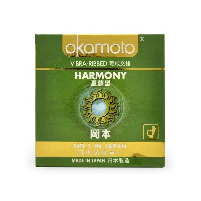 Hộp 3 bao cao su Okamoto Harmony có gai sọc, cam kết hàng đúng mô tả, chất lượng đảm bảo an toàn đến sức khỏe người sử dụng