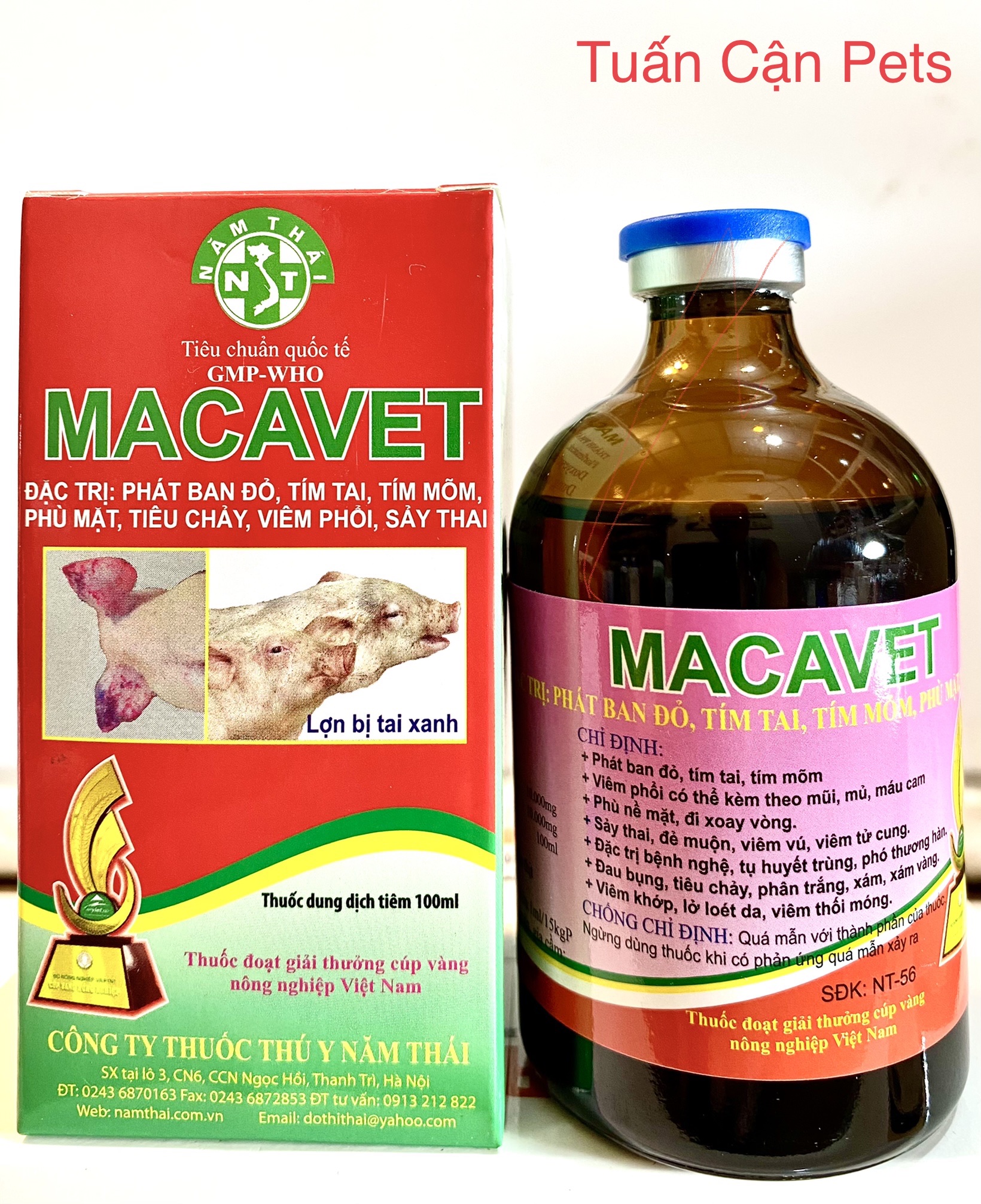 Macavet (20ml-100ml): Ho suyễn, viêm phổi, hen khẹc, tiêu chảy nặng