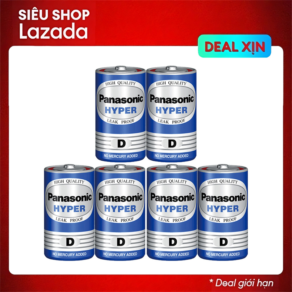 Bộ 6 pin D - Panasonic R20UT (xanh) dùng cho bếp gas đèn pin docking stations hệ thống âm thanh lớn đài cỡ lớn