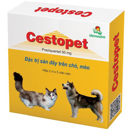 Xổ giun loại bỏ sán dây Cestopet cho chó mèo-1 vĩ gồm 10 viên
