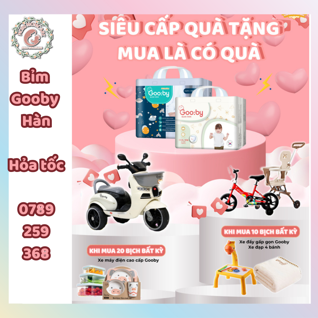 Tã/bỉm quần dán Gooby Hàn ngày-đêm chống tràn hiệu quả đủ size NB/S/M/L/XL/XXL cho bé