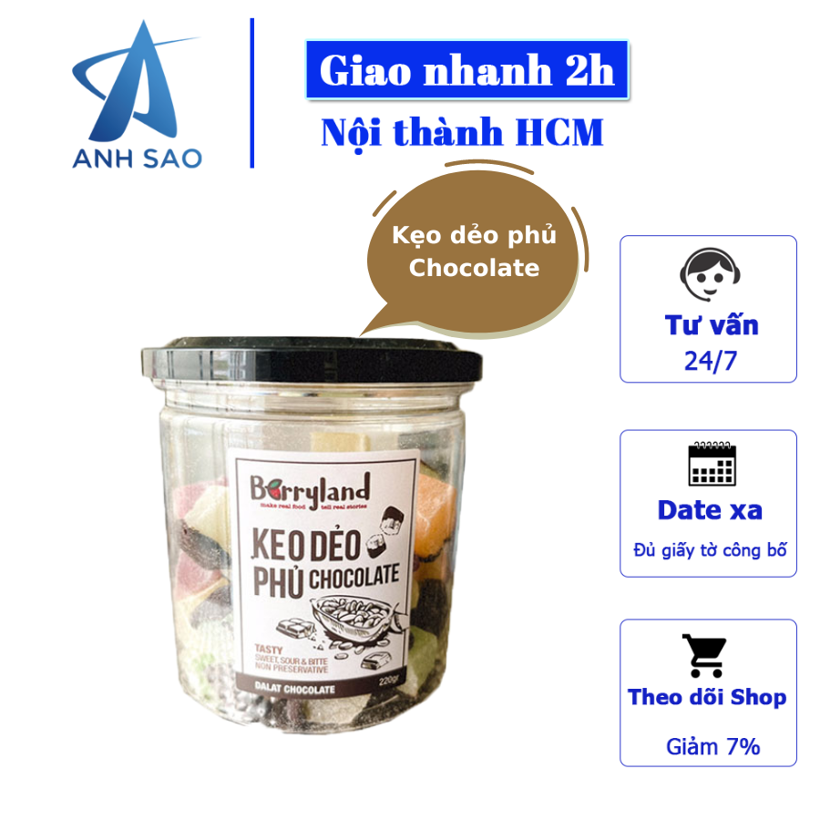 [HCM]Kẹo dẻo phủ Chocolate BerryLand - Kẹo dẻo phủ socola kẹo socola đặc sản Đà Lạt kẹo dẻo trái cây Quà tặng ý nghĩa - Món ăn vặt lý tưởng