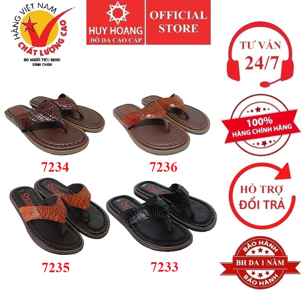 Dép nam da cá sấu kiểu kẹp màu đen, nâu đất, vàng bò, nâu đỏ hk7233-34-35-36