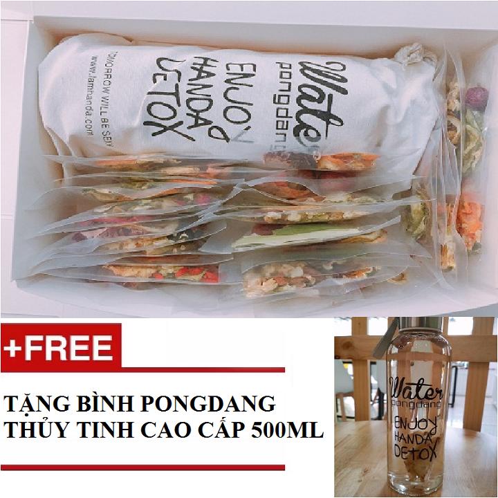 Hộp 30 gói trà Detox hoa quả sấy khô giảm cân DETOX KOREA Full VIP (ảnh thật) - Tặng bình Pongdang thuỷ tinh 500 ml + đường