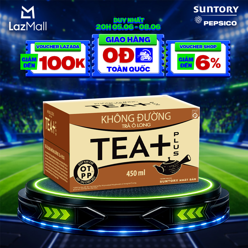 [SALE 6.6] Thùng 24 Chai Trà Ô long Tea+ Không Đường (450ml/chai)