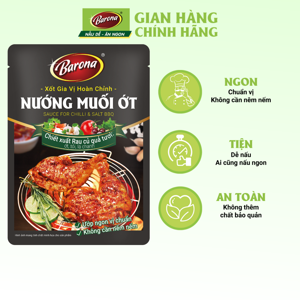 Gia Vị Nướng Muối Ớt Barona 80g ướp ngon chuẩn vị không cần nêm nếm