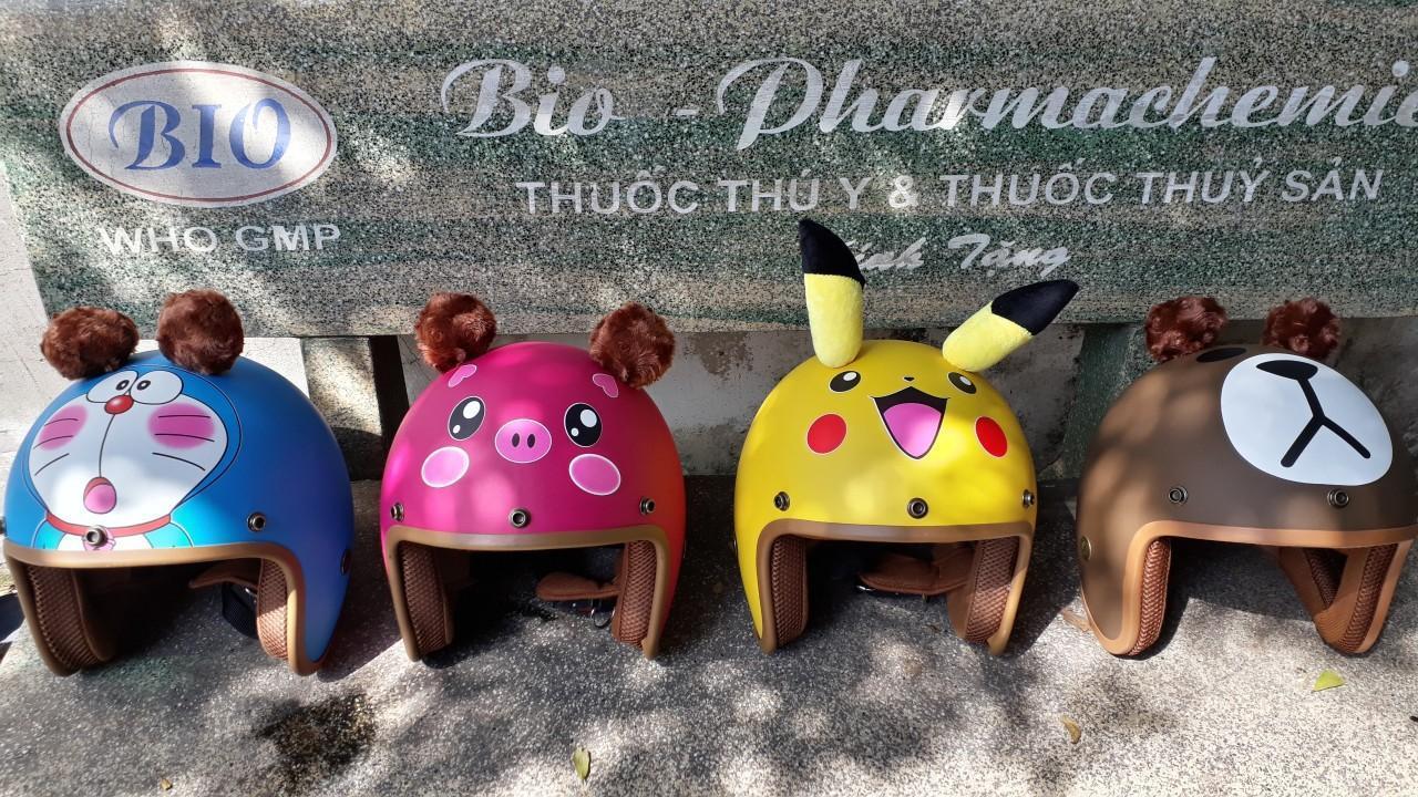 [HCM]Nón bảo hiểm 3/4 hình thú dễ thương nhiều màu tặng kèm lưỡi trai