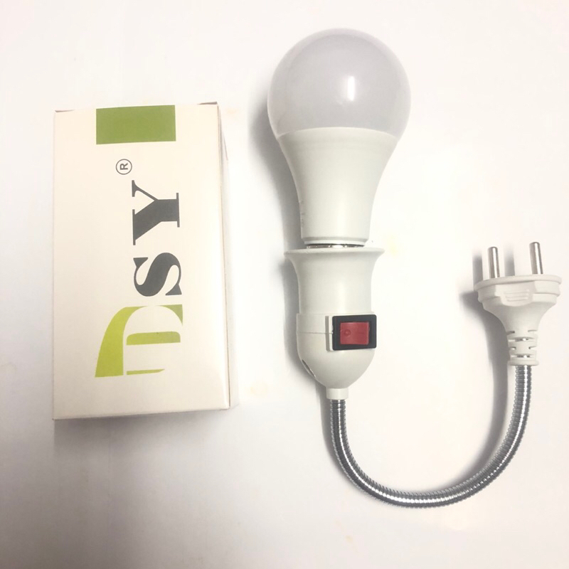 Combo bóng đèn led 12W + đuôi đèn lò xo có công tắc on off tiện lợi, cắm vào ổ điện là xài