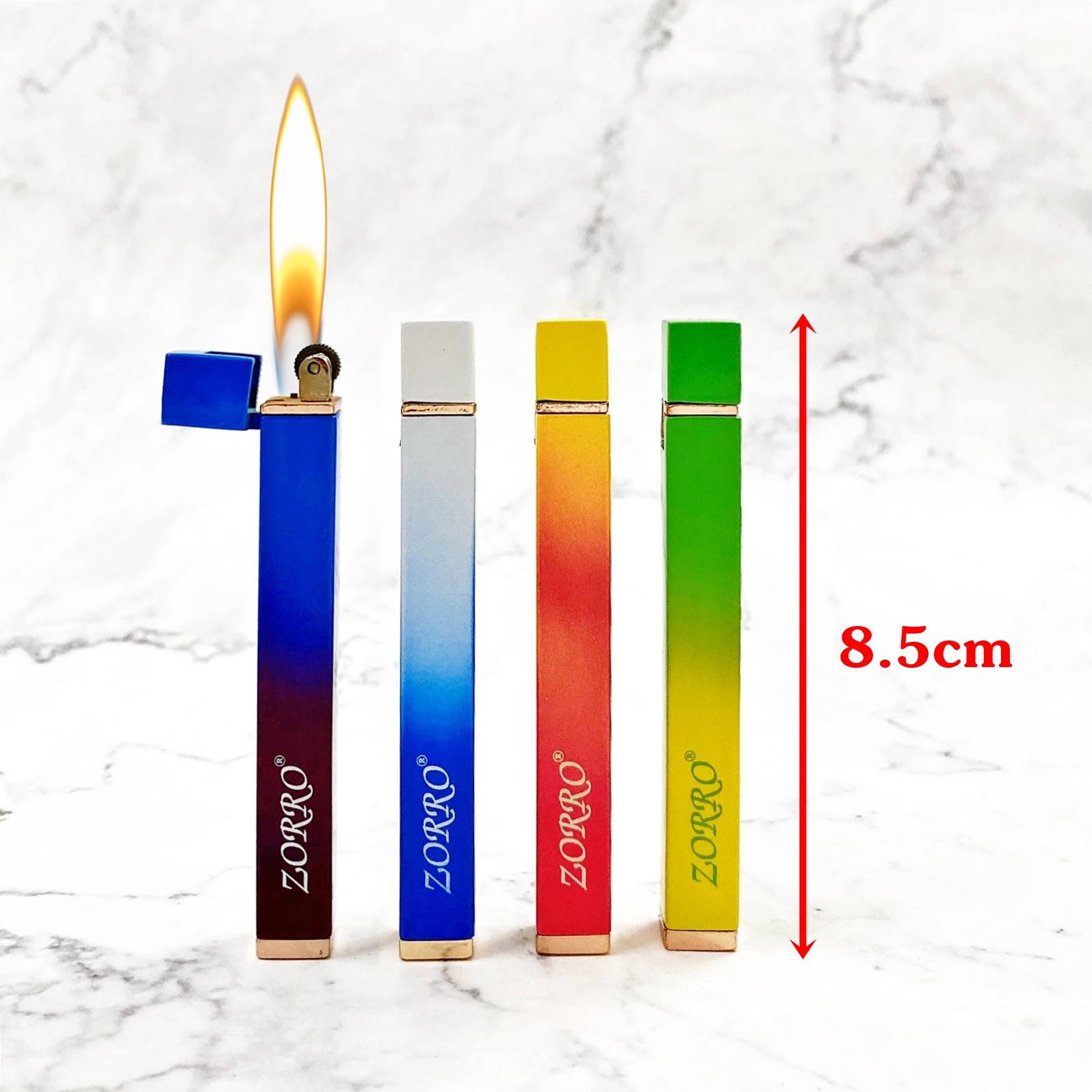 Bật lửa gas đá rãnh tay zorro z502 màu cầu vòng -