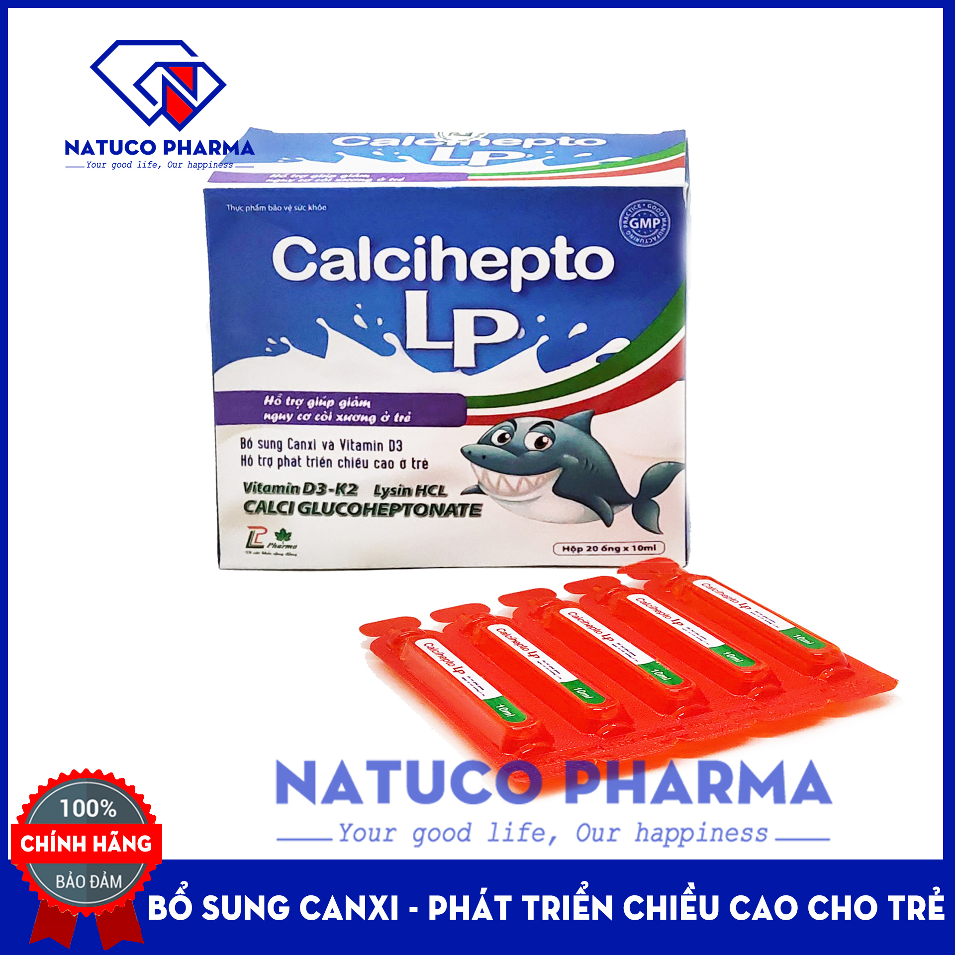 Canxi nước hữu cơ Calcihepto LP - Bổ sung canxi, vitamin D3, K2 an toàn