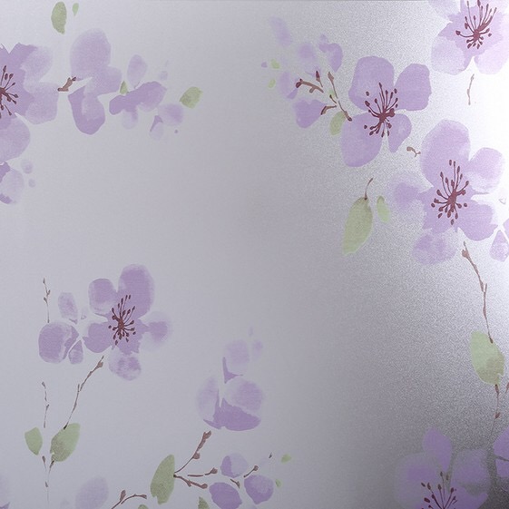 5 Mét Decal Dán Kính Mờ Khổ 45cm Có Sẵn Keo - Hoa Mai Tím KP100