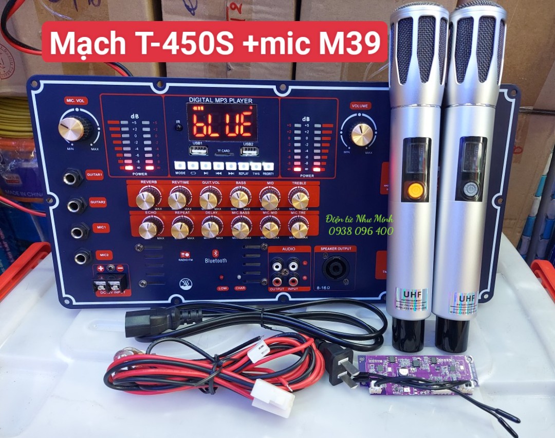 Mạch Loa Kéo T450s + Mic Không Dây Cao Cấp - Côgn Suất Mạnh , Echo Hay - Mic cao cấp ít hú rít