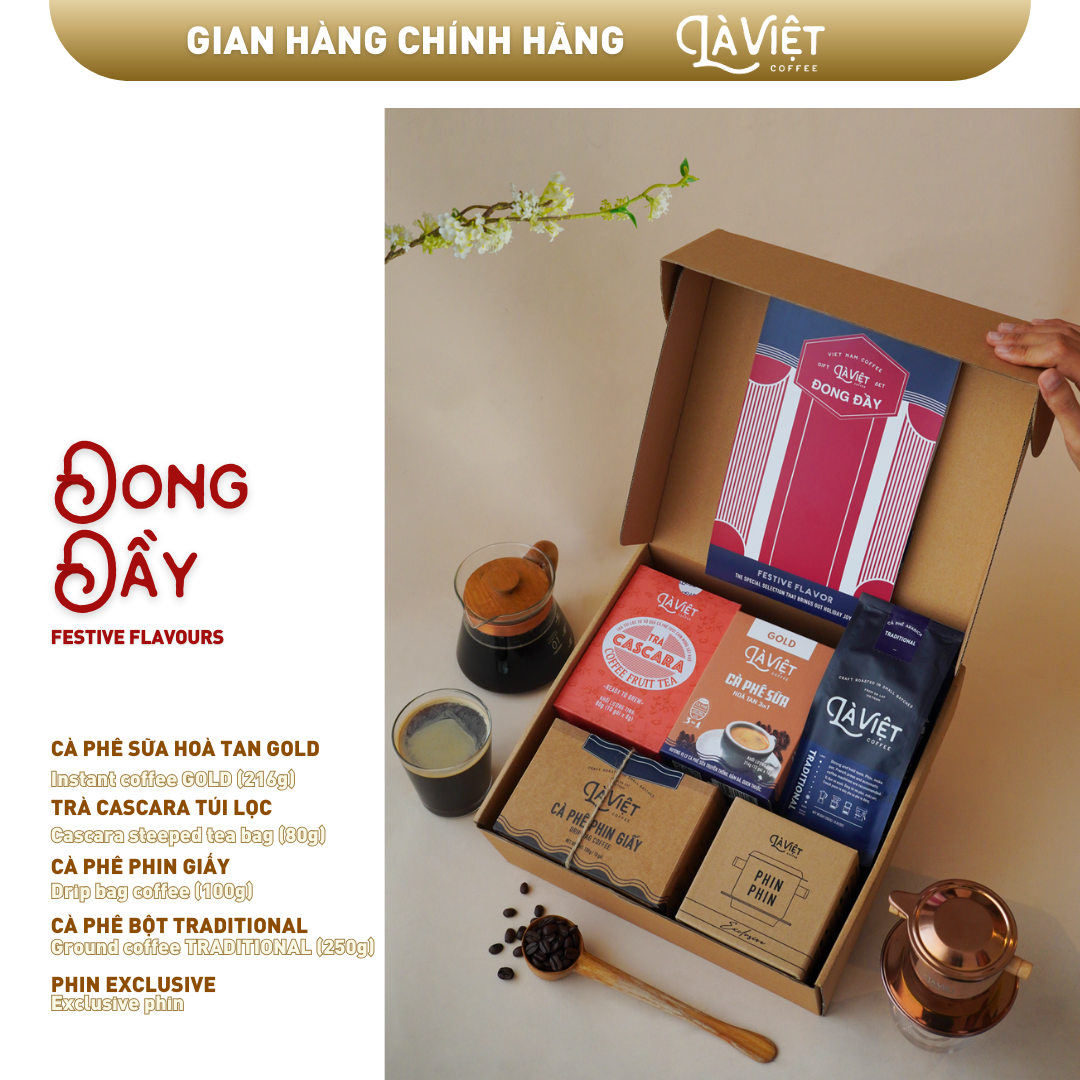 Hộp Quà ĐONG ĐẦY - Cà Phê Bột & Tiện Dụng Là Việt - Set quà Là Việt Coffee