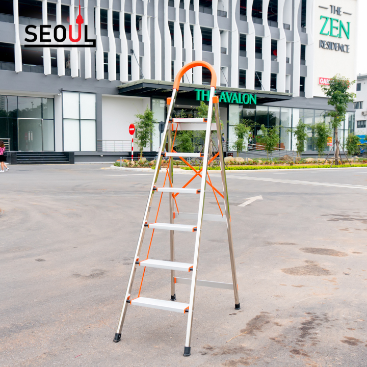 Thang Nhôm Ghế Tay Vịn 6 Bậc DAMITA DNS 006 7.4 Kg ,Có Video Thực Tế Tự quay. Cực Kỳ chắc chắn