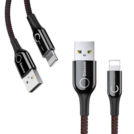 Dây sạc nhanh Lightning tự ngắt thông minh Baseus C Shape CALCD - Cáp sạc nhanh tự ngắt