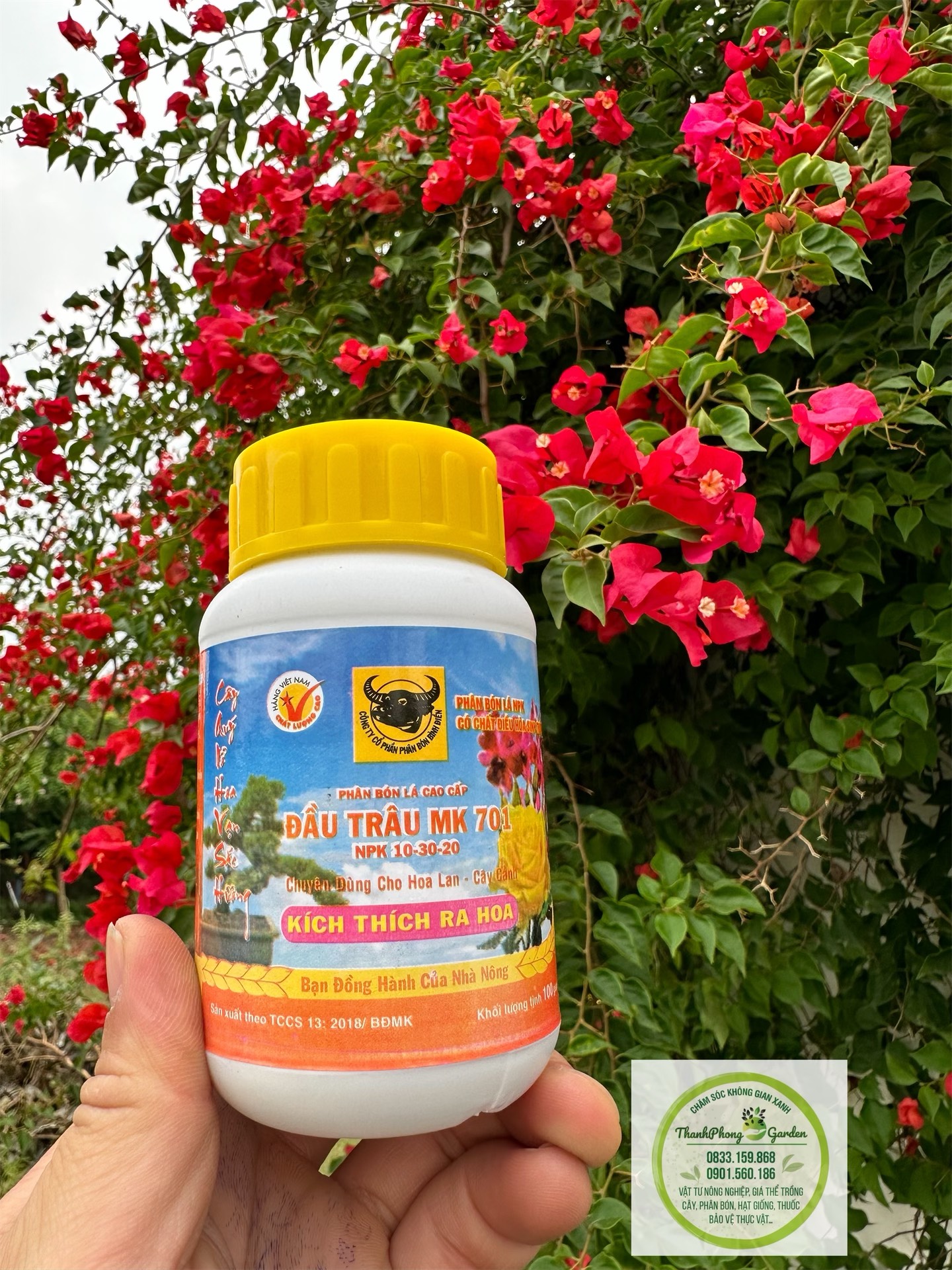 Phân bón lá đầu trâu 701 giúp kích cây ra hoa, nhiều hoa dành cho hoa lan, hoa hồng, cây cảnh