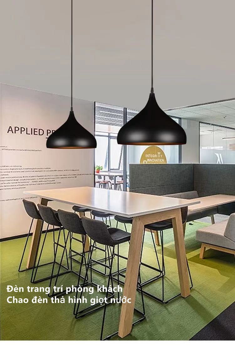Đèn thả: Đèn trang trí chao đèn quán cafe hình giọt nước D320 mm