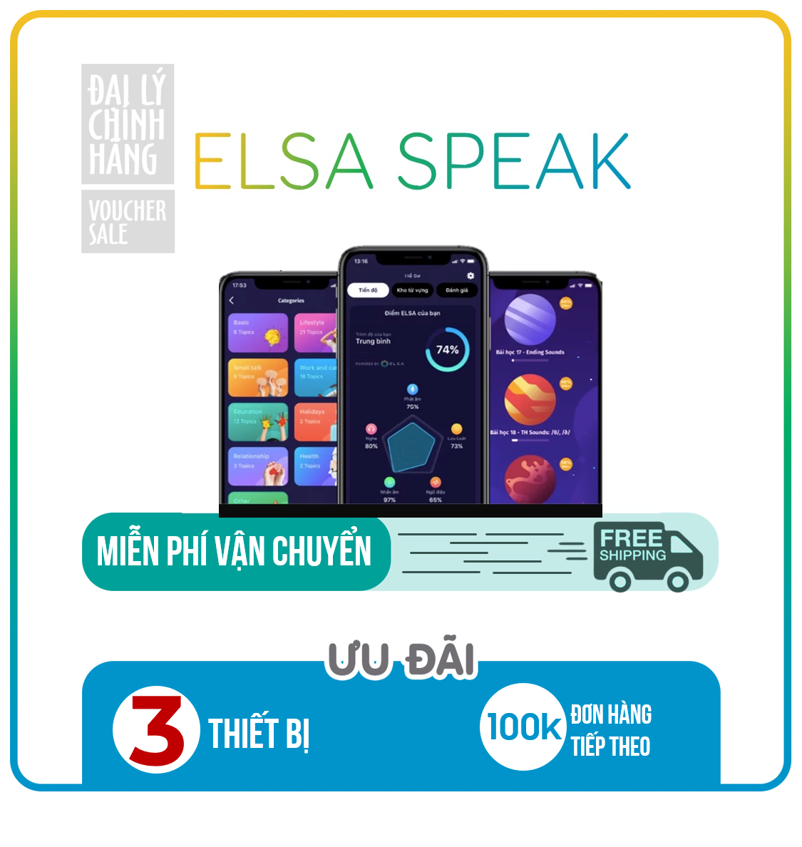 ELSA SPEAK English Pro - 2 NĂM, trọn đời - Phần mềm học nói tiếng Anh bản xứ