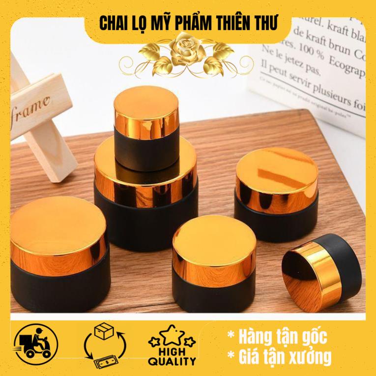 Hủ chiết kem thủy tinh nâu 5g/10g nắp vàng/đen - hủ lọ chiết mỹ phẩm