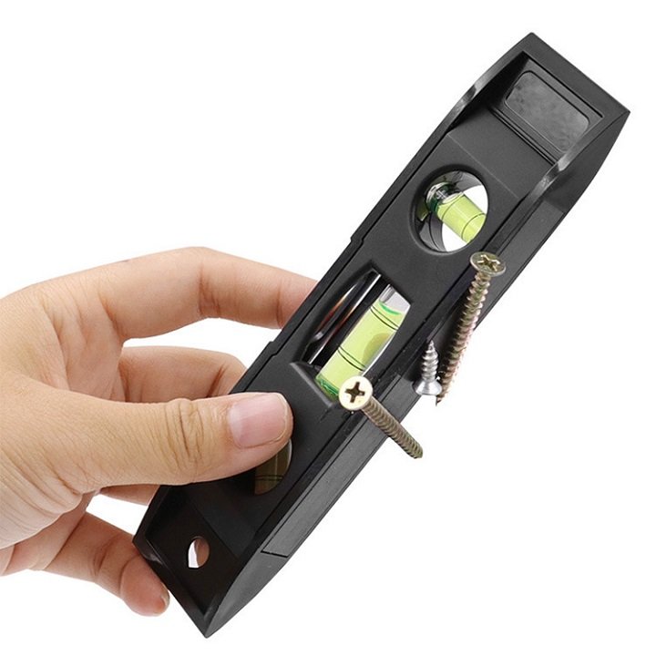 Thước thủy có nam châm 15cm 3 bình thủy màu đen - 933