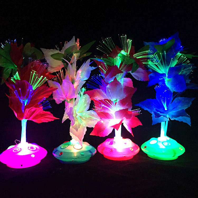 Chậu hoa ly đèn Led sợi quang phát sáng 7 màu - trang trí phòng khách bàn thờ cực đẹp