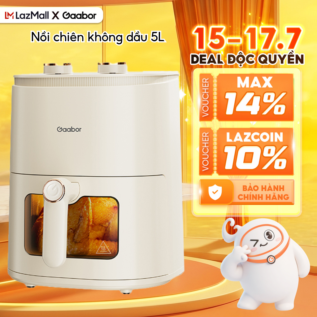 Nồi chiên không dầu dung tích 5L màu Pastel Gaabor AF-45M01A chiên gà 1.8kg chín đều thức ăn - Bảo hành 12 tháng 1 đổi 1