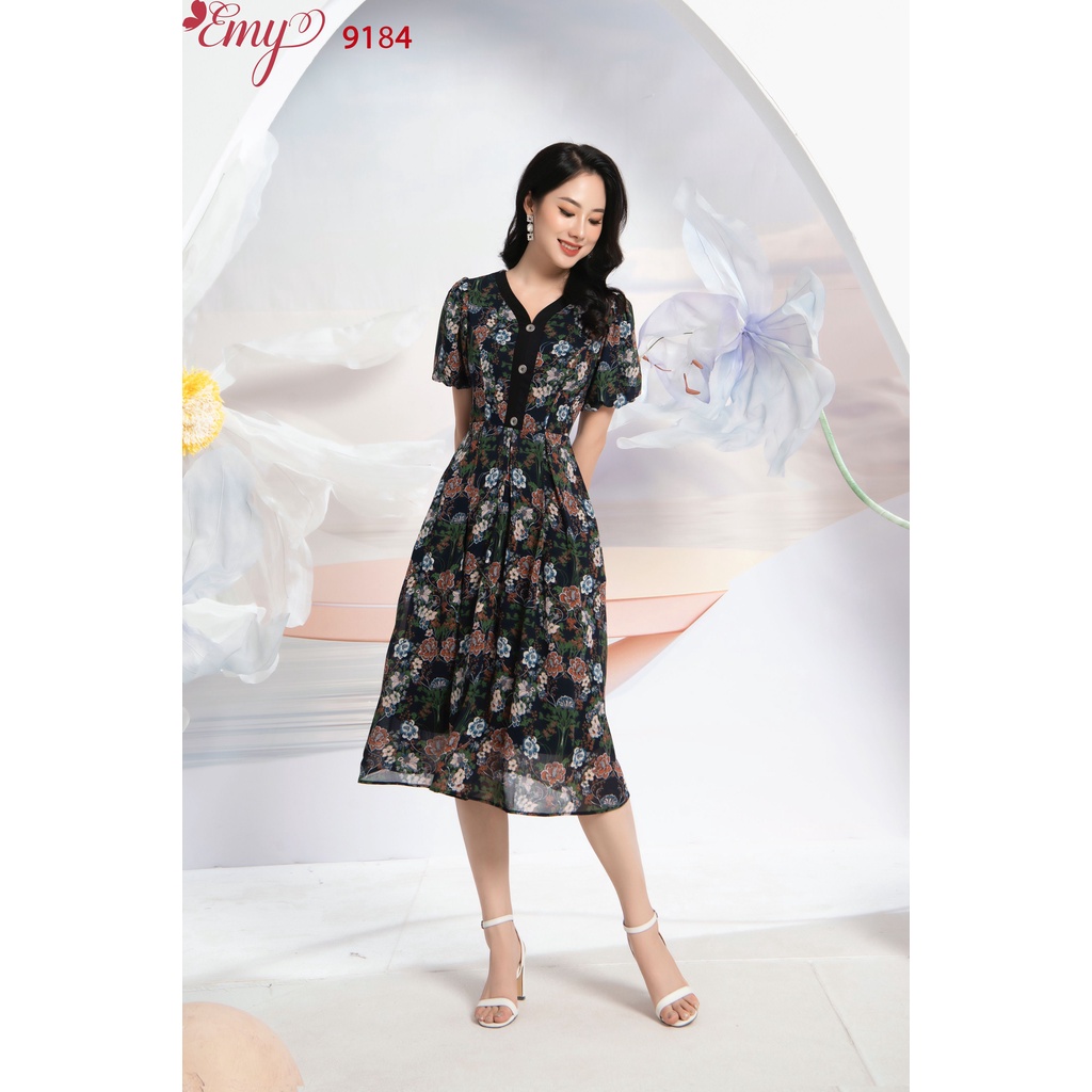 Đầm emy em9184 xoè tay bí có túi