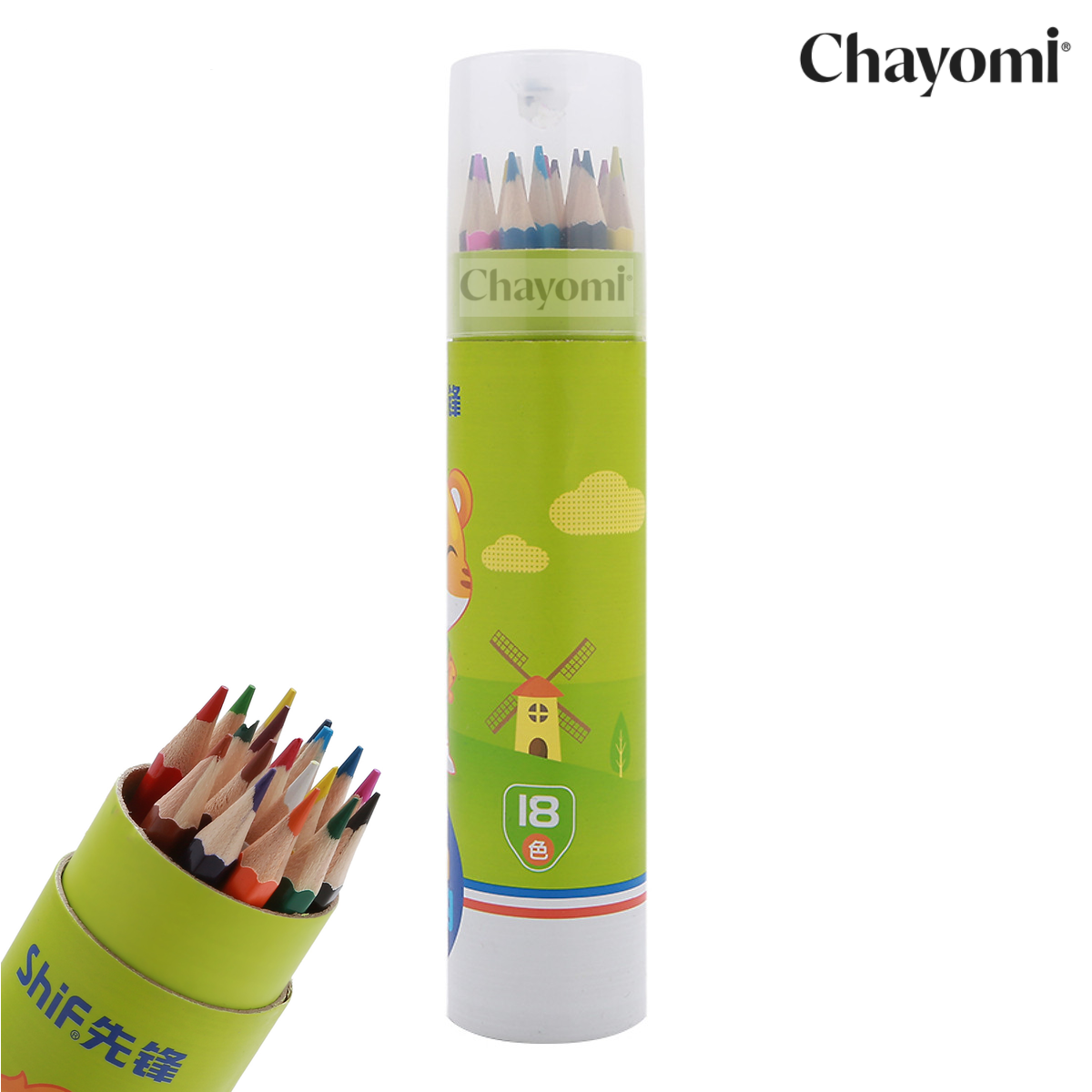 Chì màu lon shif no.6106 - 18 màu màu tươi nét đậm