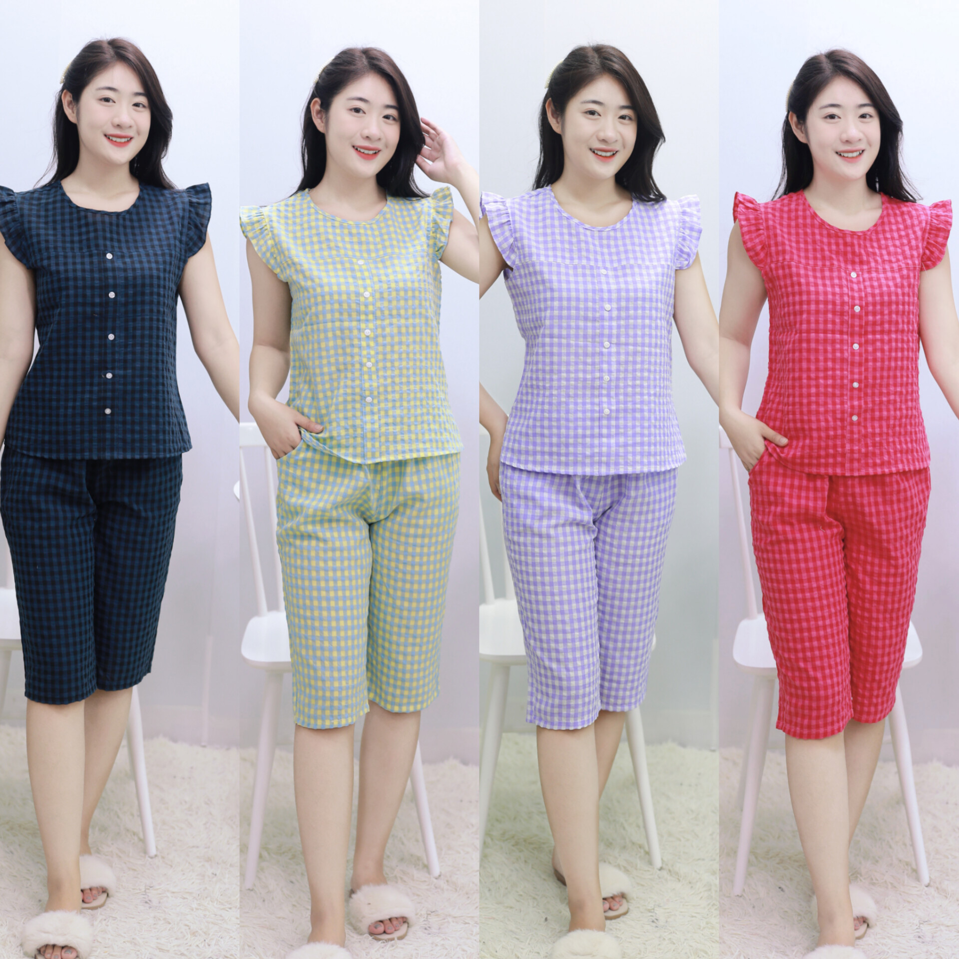 Quần áo mặc ở nhà, bộ đồ nữ chất đũi mát nhẹ siêu đẹp