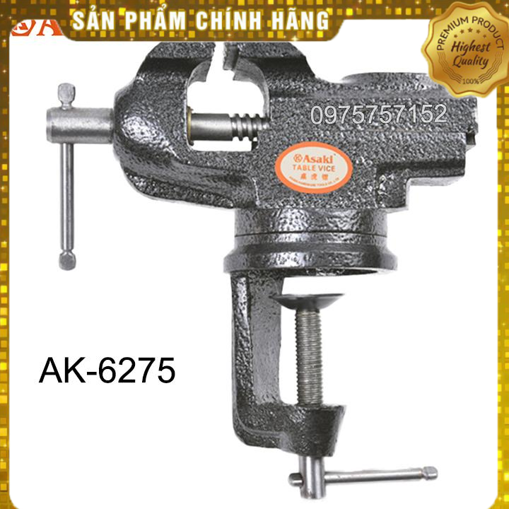 Ê tô kẹp bàn mâm xoay 360° Asaki F50, Chiều rộng hàm 50mm (Kẹp tối đa 60mm) (Hãng phân phối chính thức)