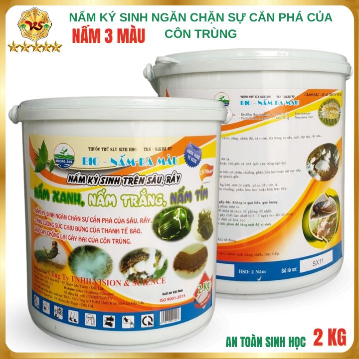BIO NẤM 3 MÀU Nấm Ký Sinh Trừ Rệp Sáp, Nhện đỏ, Sùng Đất, Sâu Ăn Lá - Thùng 2 kg
