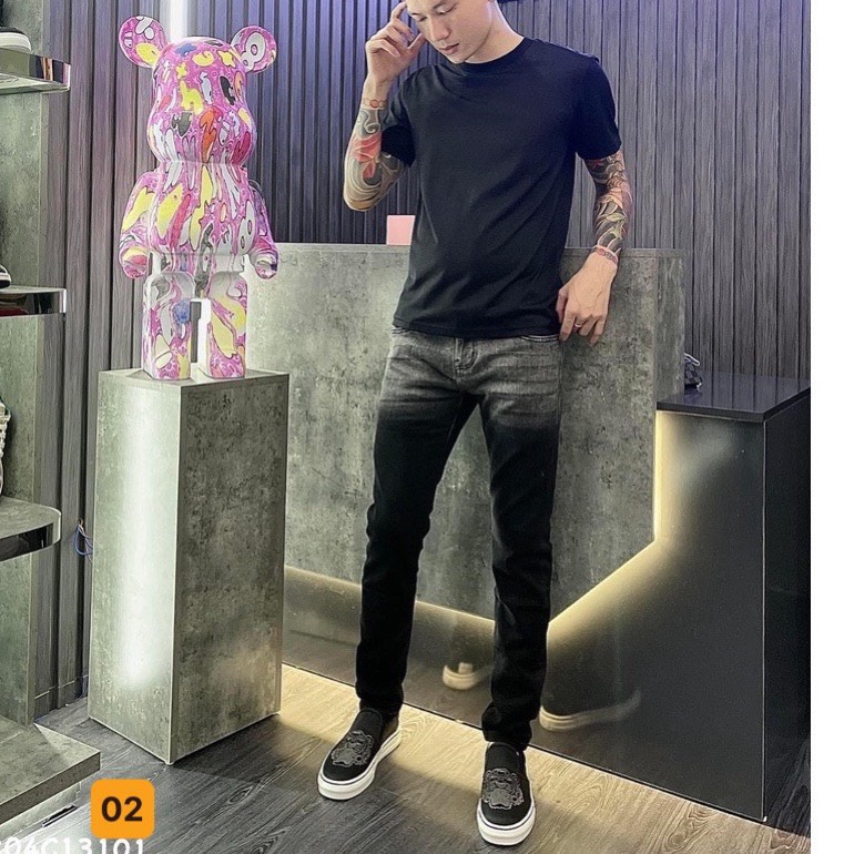 Quần Jean Nam phối 2 màu đen, Quần Jean nam co dãn chất denim, Quần Jean nam cao cấp-PV88.Fashion 02