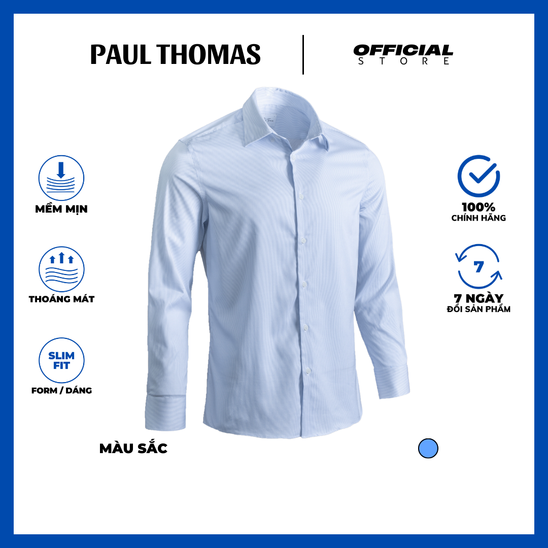 Áo sơ mi dài tay xanh vân kẻ nhỏ - paul thomas