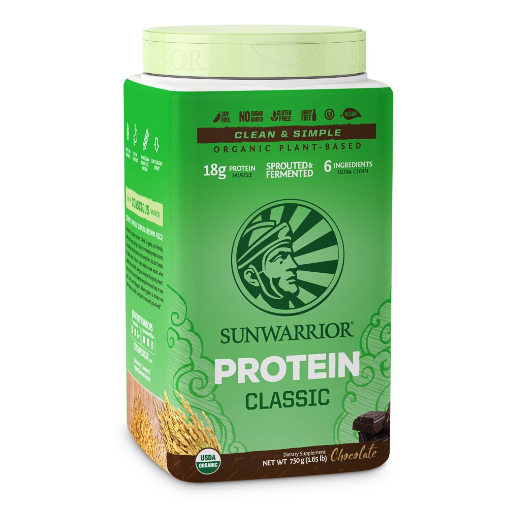 [Hoàn Tiền 15%]Bột Protein Thực Vật Hữu Cơ Clean & Simple  SunWarrior 750g vị chocolate