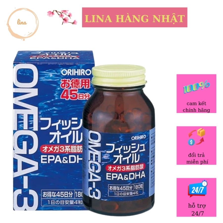 Viên uống dầu cá Omega-3 hỗ trợ tim mạch Orihiro 180 viên