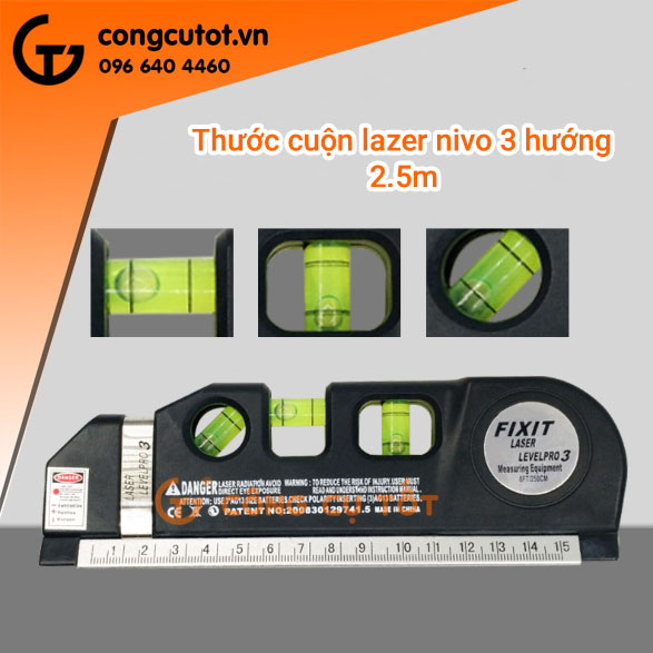 Thước thủy laser - Thước đo khoảng cách bằng laze- Thước Ni vô Laser 3 chức năng