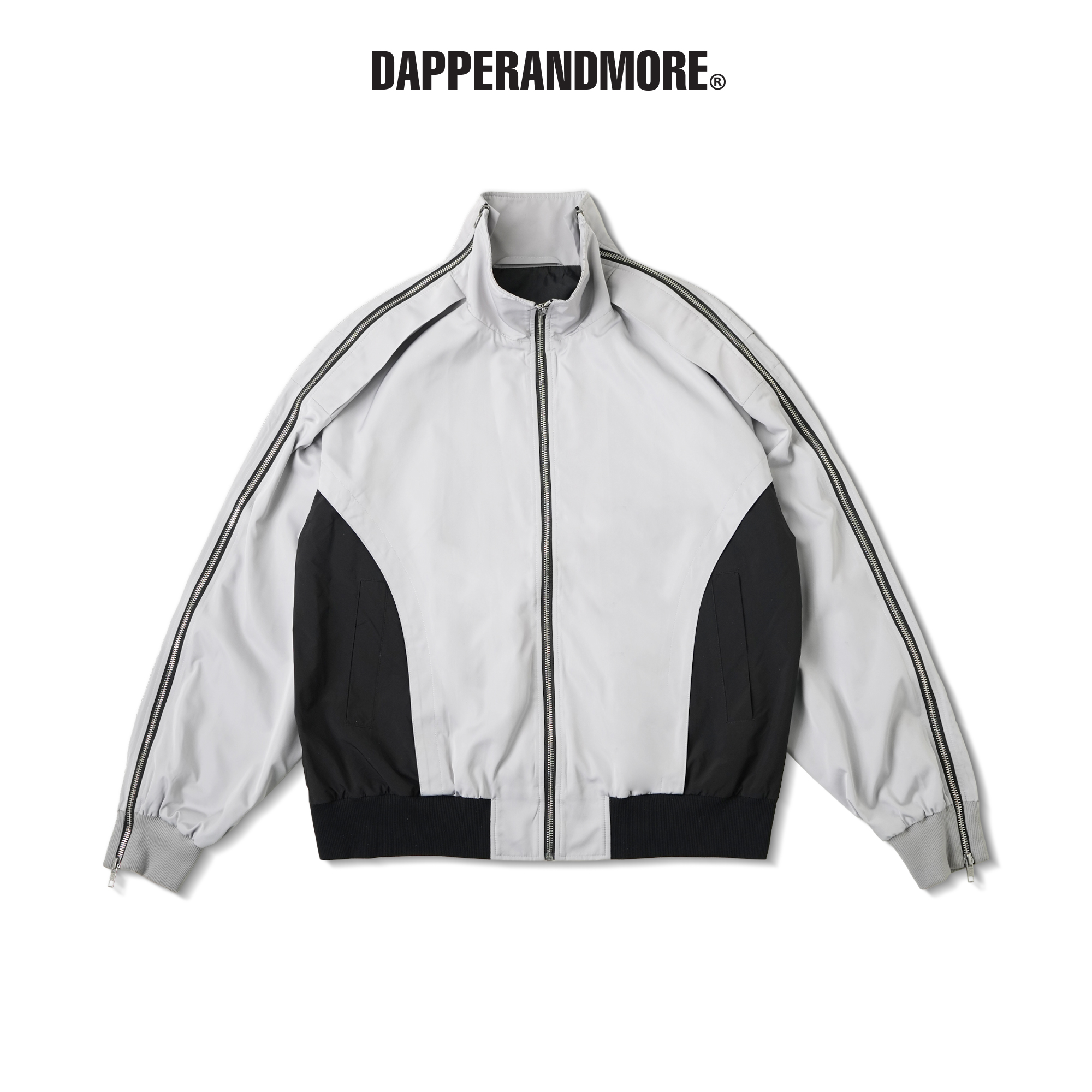 Áo khoác dù dapperandmore zipper grey jacket vải dù 2 lớp phối zip - grey